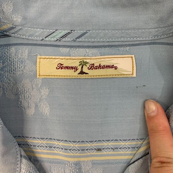 Vintage Tommy Bahama Shirt Mens XL Extra Large Silk Blend Textured Floral Hawaii - Picture 5 of 14